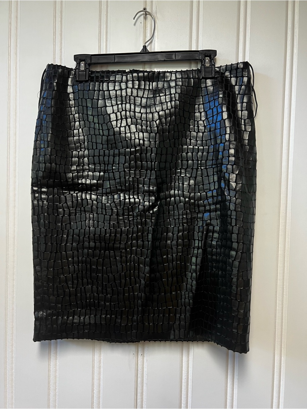Black Faux Croc Pencil Skirt